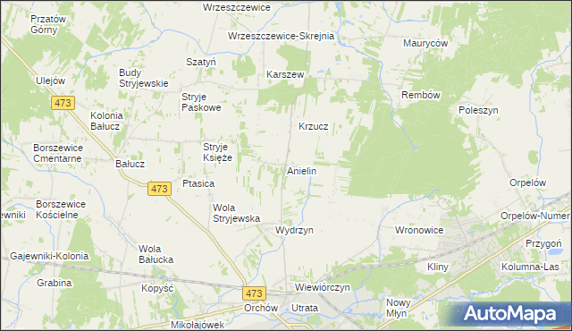 mapa Anielin gmina Łask, Anielin gmina Łask na mapie Targeo