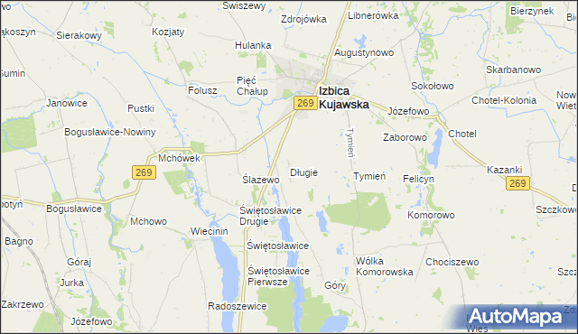 mapa Długie gmina Izbica Kujawska, Długie gmina Izbica Kujawska na mapie Targeo