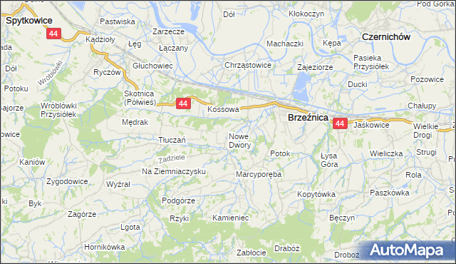 mapa Nowe Dwory gmina Brzeźnica, Nowe Dwory gmina Brzeźnica na mapie Targeo