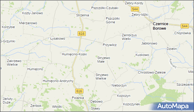 mapa Stryjewo Małe, Stryjewo Małe na mapie Targeo