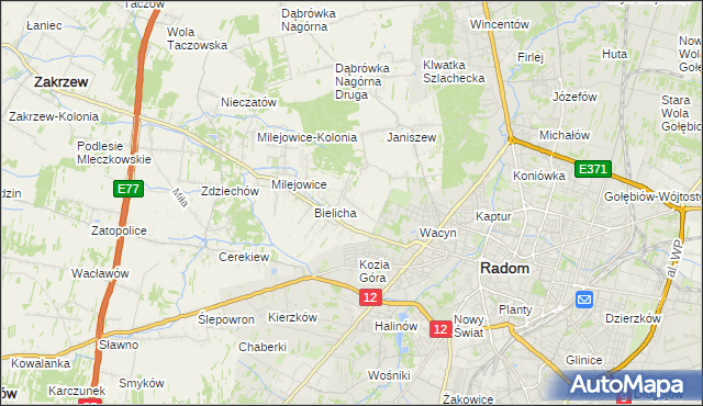 mapa Wacyn, Wacyn na mapie Targeo