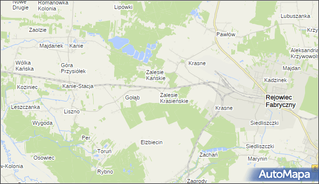 mapa Zalesie Krasieńskie, Zalesie Krasieńskie na mapie Targeo