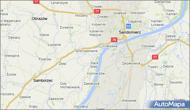 mapa Zawisełcze, Zawisełcze na mapie Targeo