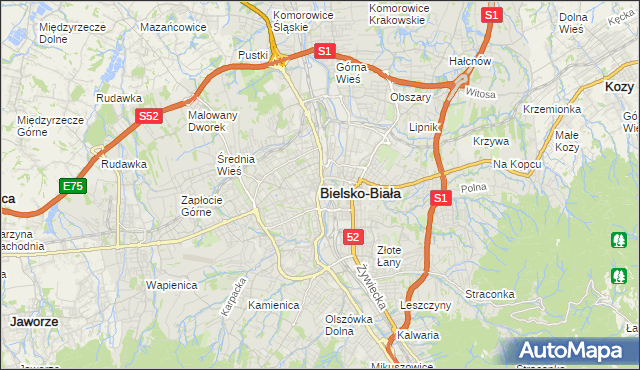 mapa Bielsko-Białej, Bielsko-Biała na mapie Targeo