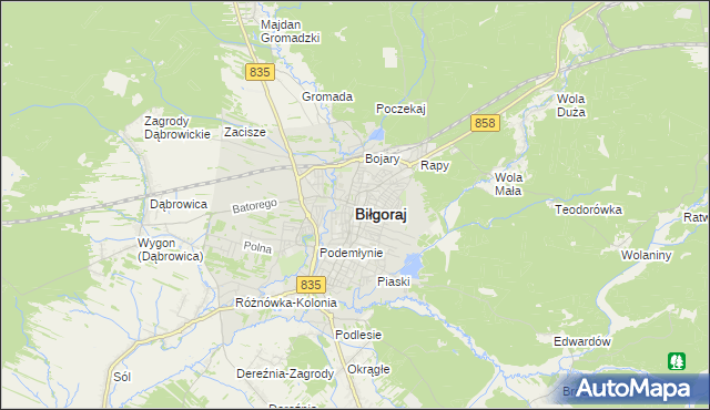 mapa Biłgoraj, Biłgoraj na mapie Targeo