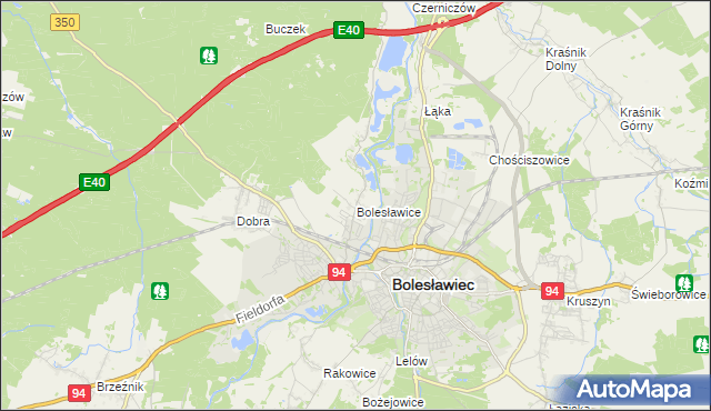 mapa Bolesławice gmina Bolesławiec, Bolesławice gmina Bolesławiec na mapie Targeo