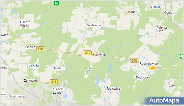 mapa Bukowice gmina Brzeg Dolny, Bukowice gmina Brzeg Dolny na mapie Targeo
