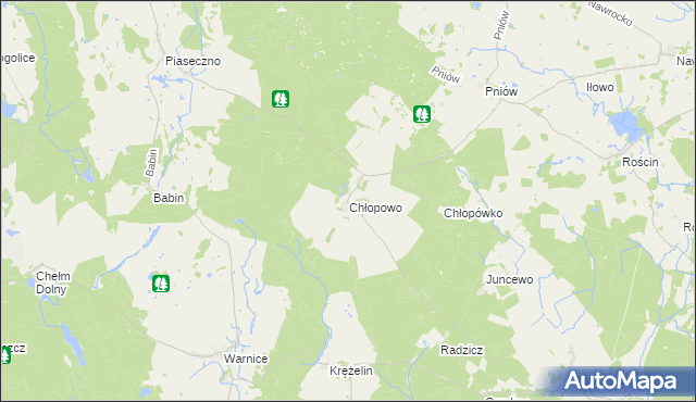 mapa Chłopowo gmina Myślibórz, Chłopowo gmina Myślibórz na mapie Targeo