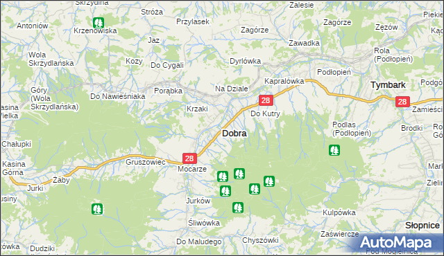 mapa Dobra powiat limanowski, Dobra powiat limanowski na mapie Targeo