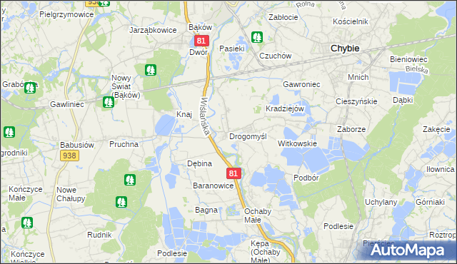 mapa Drogomyśl, Drogomyśl na mapie Targeo