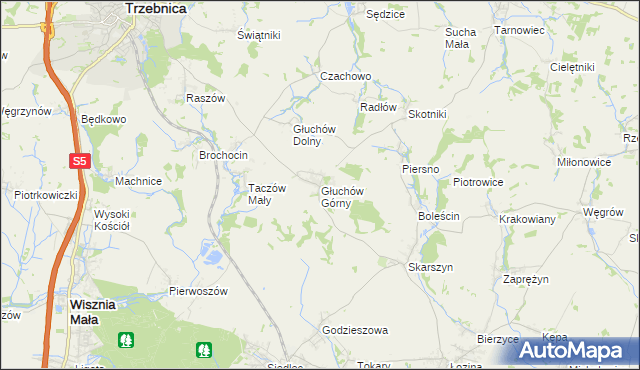 mapa Głuchów Górny, Głuchów Górny na mapie Targeo