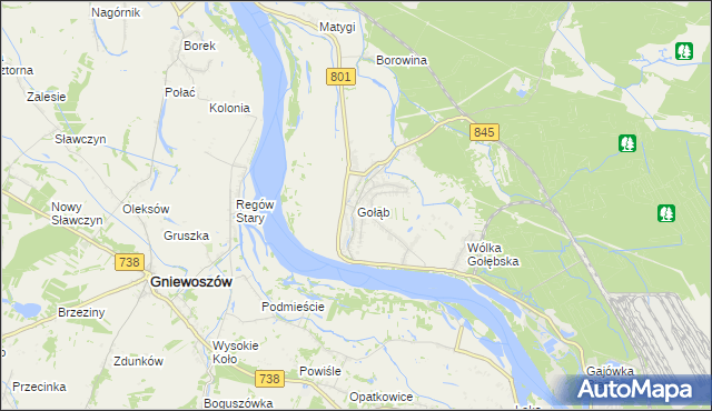 mapa Gołąb gmina Puławy, Gołąb gmina Puławy na mapie Targeo