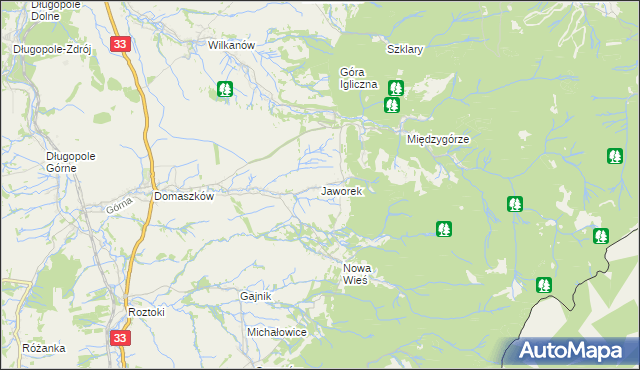 mapa Jaworek gmina Międzylesie, Jaworek gmina Międzylesie na mapie Targeo