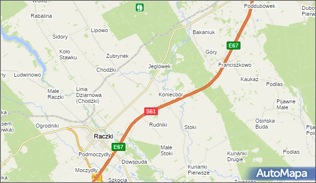 mapa Koniecbór, Koniecbór na mapie Targeo
