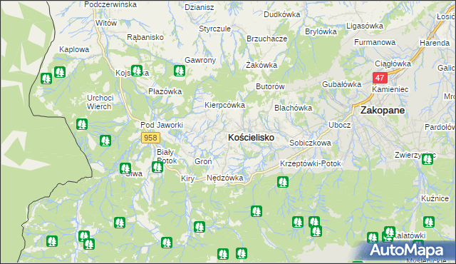 mapa Kościelisko, Kościelisko na mapie Targeo