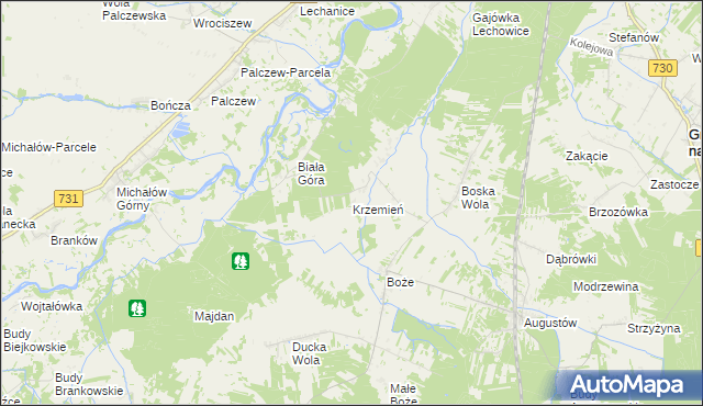 mapa Krzemień gmina Stromiec, Krzemień gmina Stromiec na mapie Targeo