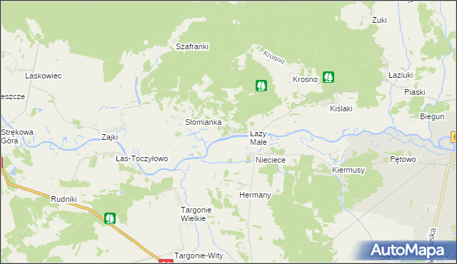 mapa Łazy Duże gmina Tykocin, Łazy Duże gmina Tykocin na mapie Targeo