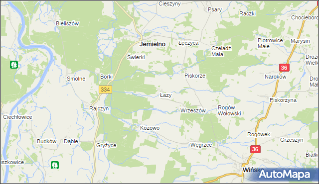 mapa Łazy gmina Wińsko, Łazy gmina Wińsko na mapie Targeo