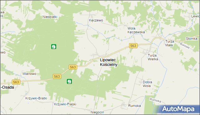 mapa Lipowiec Kościelny, Lipowiec Kościelny na mapie Targeo