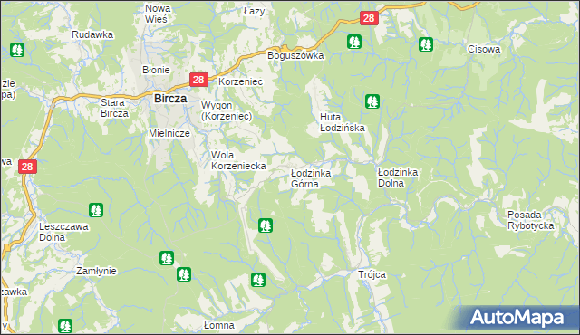 mapa Łodzinka Górna, Łodzinka Górna na mapie Targeo