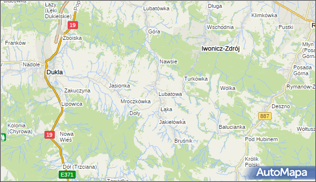 mapa Lubatowa, Lubatowa na mapie Targeo
