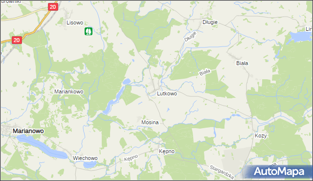 mapa Lutkowo gmina Dobrzany, Lutkowo gmina Dobrzany na mapie Targeo