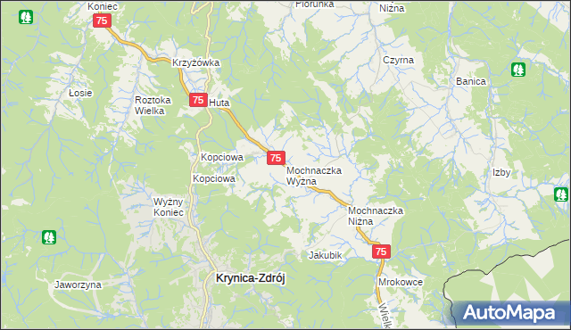 mapa Mochnaczka Wyżna, Mochnaczka Wyżna na mapie Targeo