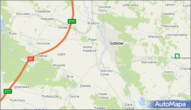 mapa Mokrsko Górne, Mokrsko Górne na mapie Targeo