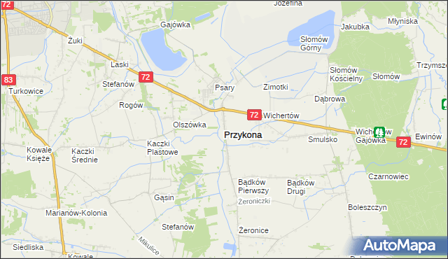 mapa Przykona, Przykona na mapie Targeo