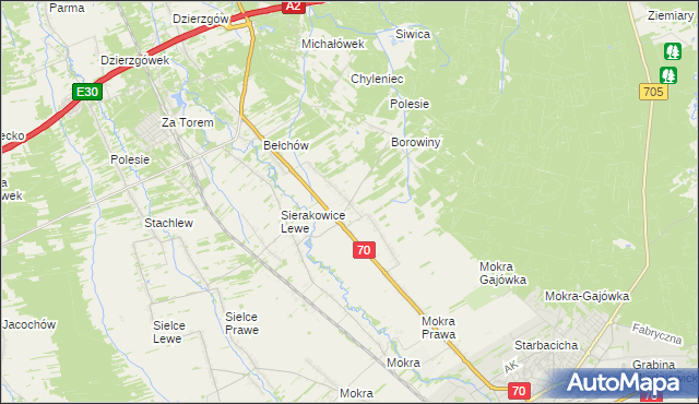 mapa Sierakowice Prawe, Sierakowice Prawe na mapie Targeo