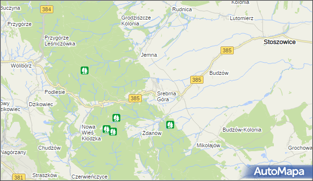 mapa Srebrna Góra gmina Stoszowice, Srebrna Góra gmina Stoszowice na mapie Targeo