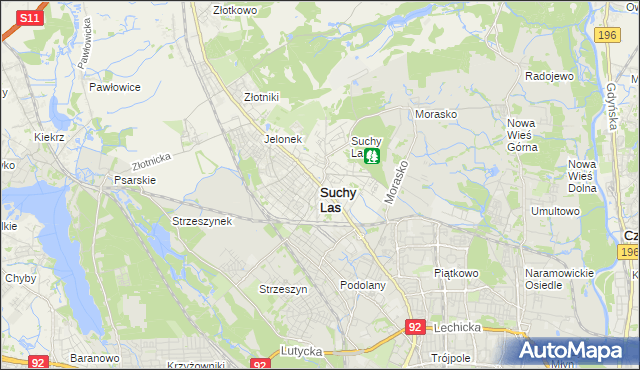 mapa Suchy Las powiat poznański, Suchy Las powiat poznański na mapie Targeo