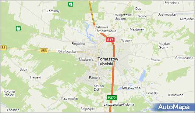 mapa Tomaszów Lubelski, Tomaszów Lubelski na mapie Targeo