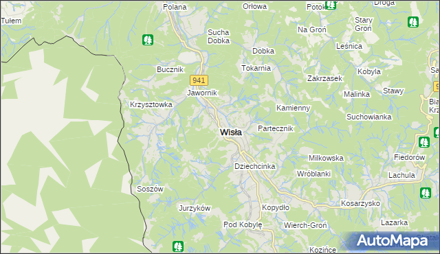 mapa Wisła, Wisła na mapie Targeo