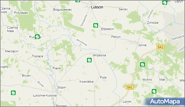 mapa Września gmina Rościszewo, Września gmina Rościszewo na mapie Targeo