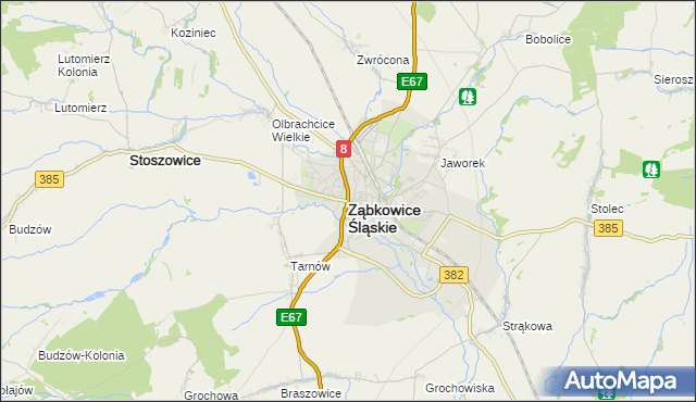 mapa Ząbkowice Śląskie, Ząbkowice Śląskie na mapie Targeo