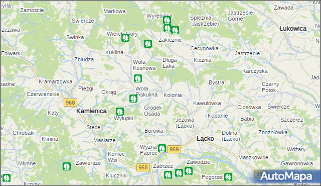 mapa Zagorzyn gmina Łącko, Zagorzyn gmina Łącko na mapie Targeo