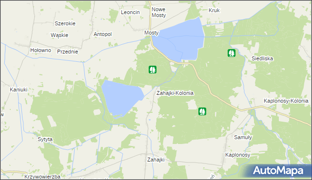 mapa Zahajki-Kolonia, Zahajki-Kolonia na mapie Targeo