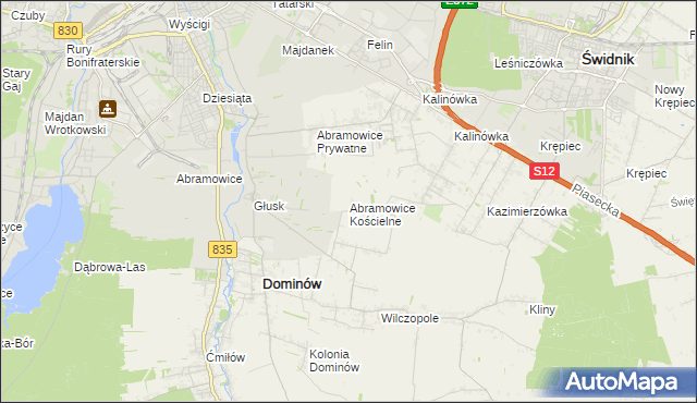 mapa Abramowice Kościelne, Abramowice Kościelne na mapie Targeo