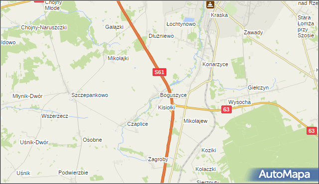 mapa Boguszyce gmina Łomża, Boguszyce gmina Łomża na mapie Targeo