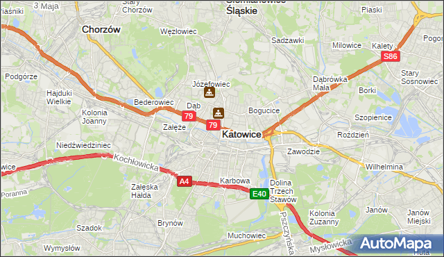 mapa Katowic, Katowice na mapie Targeo