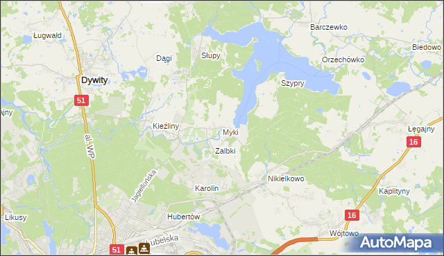 mapa Myki, Myki na mapie Targeo