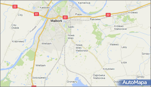 mapa Nowa Wieś Malborska, Nowa Wieś Malborska na mapie Targeo