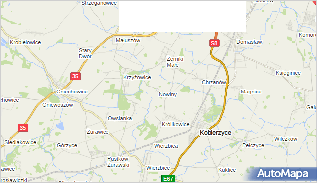 mapa Nowiny gmina Kobierzyce, Nowiny gmina Kobierzyce na mapie Targeo
