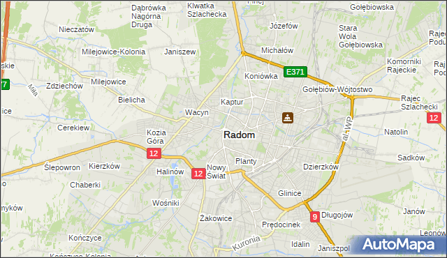 mapa Radomia, Radom na mapie Targeo