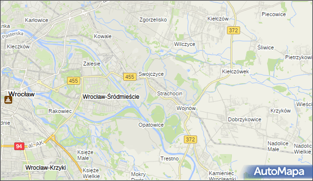 mapa Strachocin gmina Wrocław, Strachocin gmina Wrocław na mapie Targeo