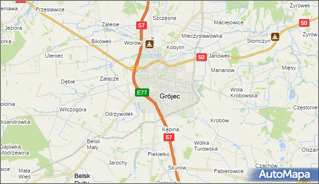 mapa Grójec, Grójec na mapie Targeo