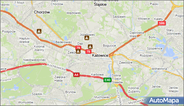 mapa Katowic, Katowice na mapie Targeo