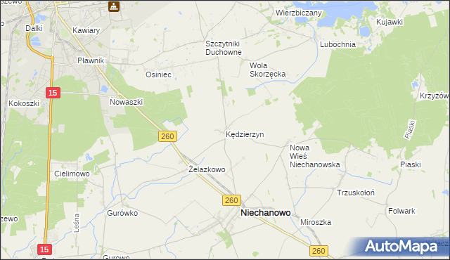 mapa Kędzierzyn gmina Niechanowo, Kędzierzyn gmina Niechanowo na mapie Targeo