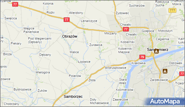 mapa Kolonie gmina Samborzec, Kolonie gmina Samborzec na mapie Targeo